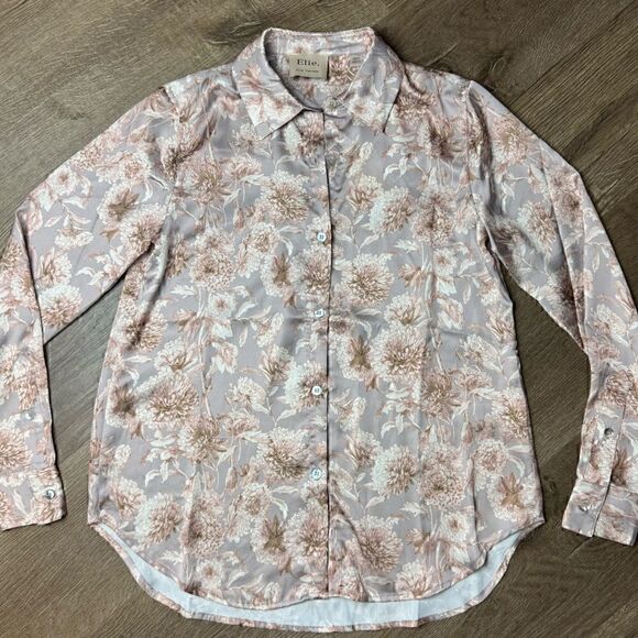 Elie Tahari | Satin Button Down Blouse NWT - Picture 1 of 9